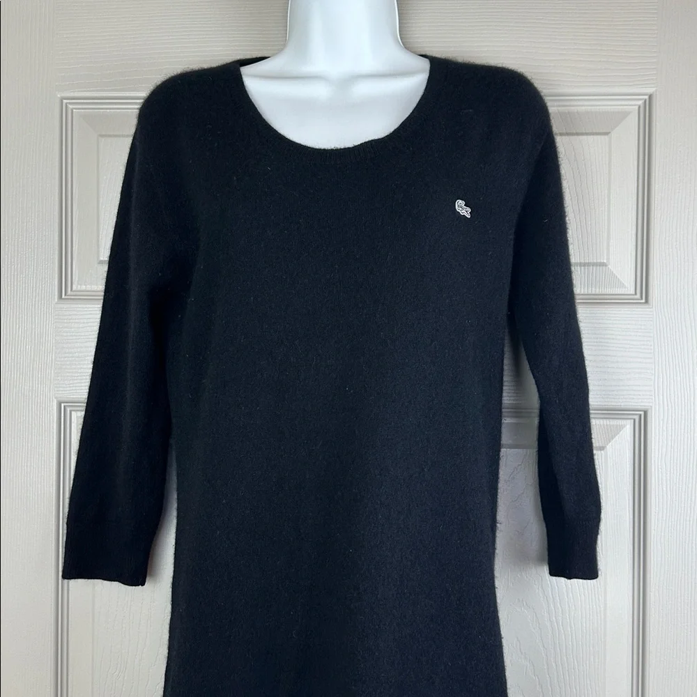 Lacoste Women's Cashmere Dress Round Neck Patch Pockets 3/4 Sleeves Size M